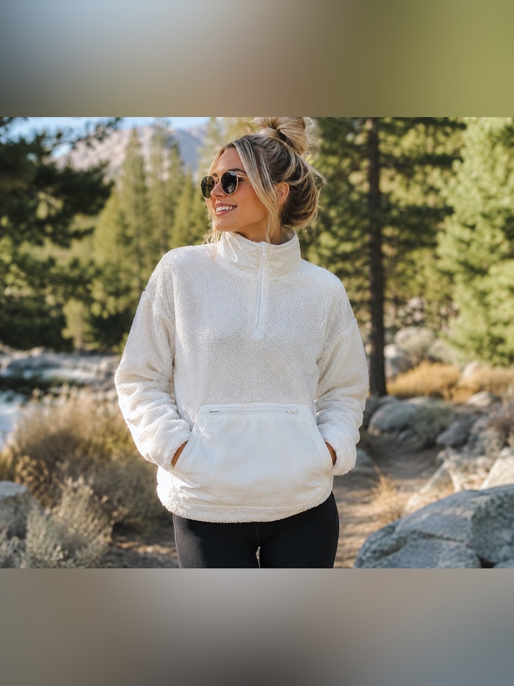 Tuckernuck Sport Ivory Fleece Cady Quarter Zip Pullover | Pockets | XS/S